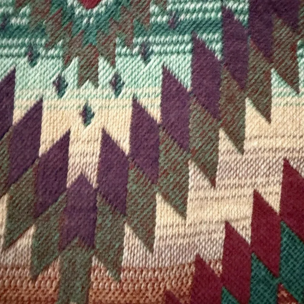 Goodwin Weavers Tapestry Throw Blanket 48x56 Cotton Fringe Aztec Tribal Cottage
